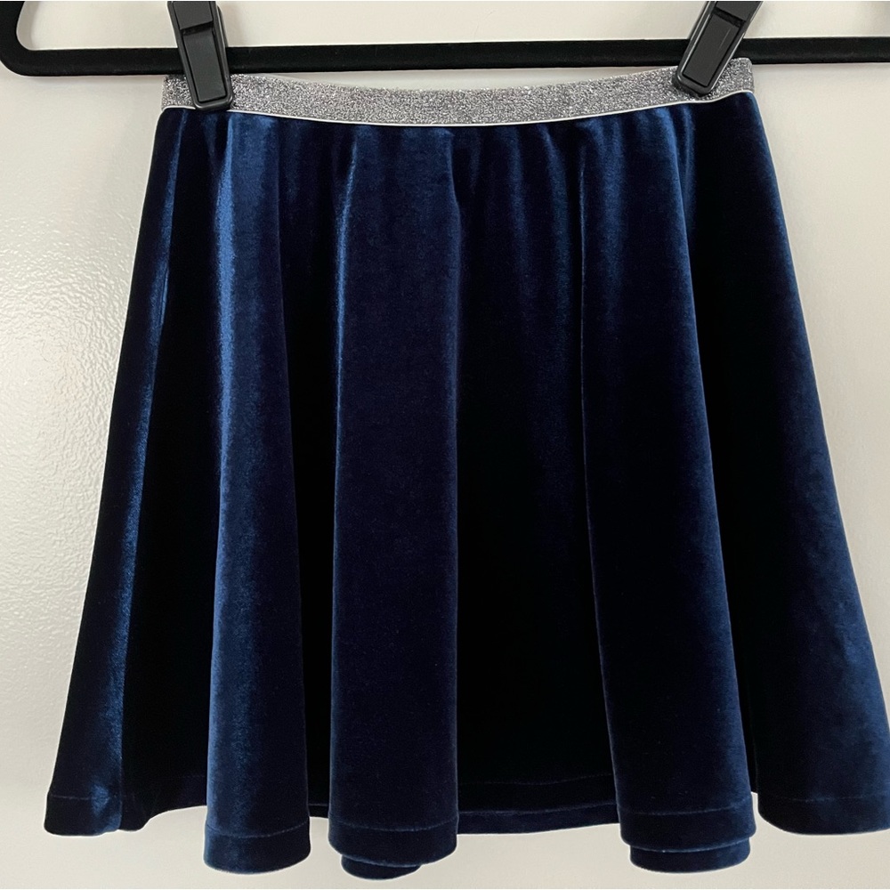 ❤️ Lands' End Girls Velour Blue Skirt Size 7/8